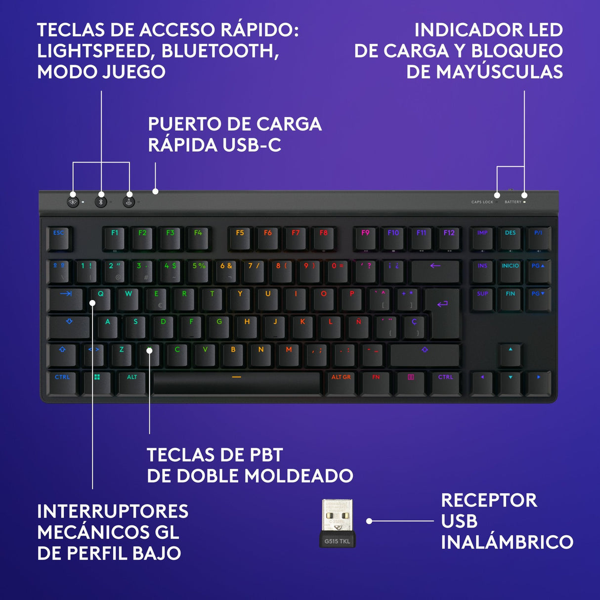 Teclado Español G515 Lightspeed Tkl Kb Wrls Black Emea28i-935