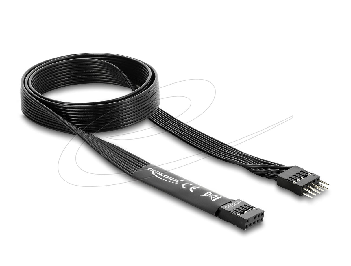 Delock Hd Audio Flachbandcable Mainboard Verlängerungscable 9 Pin Pfostenstecker Zu Pfostenbuchse 70 Cm Schwarz