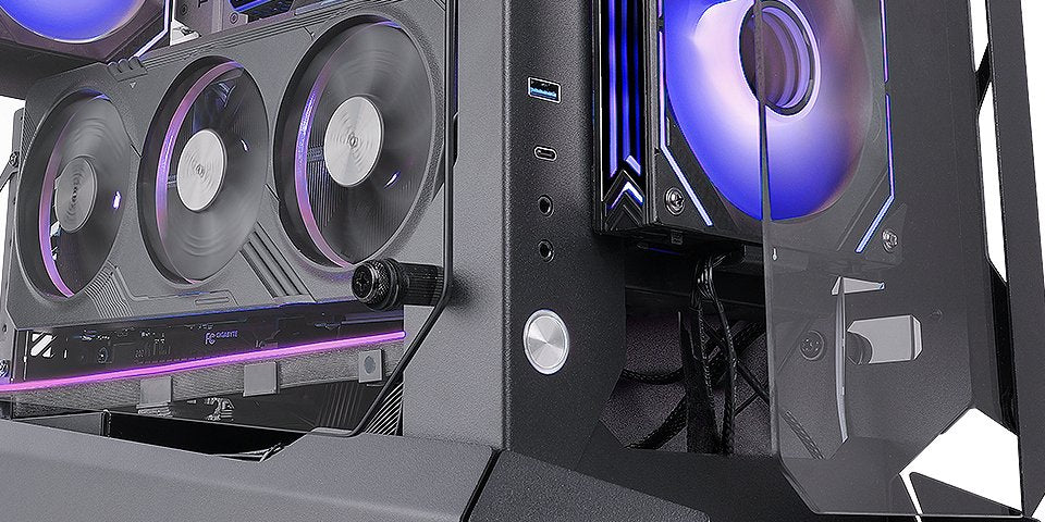 Caja Semitorre Atx Mc-Edge Negro Mars Gaming Bahías Int:1x3'5,3x2'5/ 1xusb3.0/ 1xusb-C 3.0/ Audio In/Out/ Sistema De Gestión De Cableado Interno/ Hasta 7 Ventiladores De 120mm