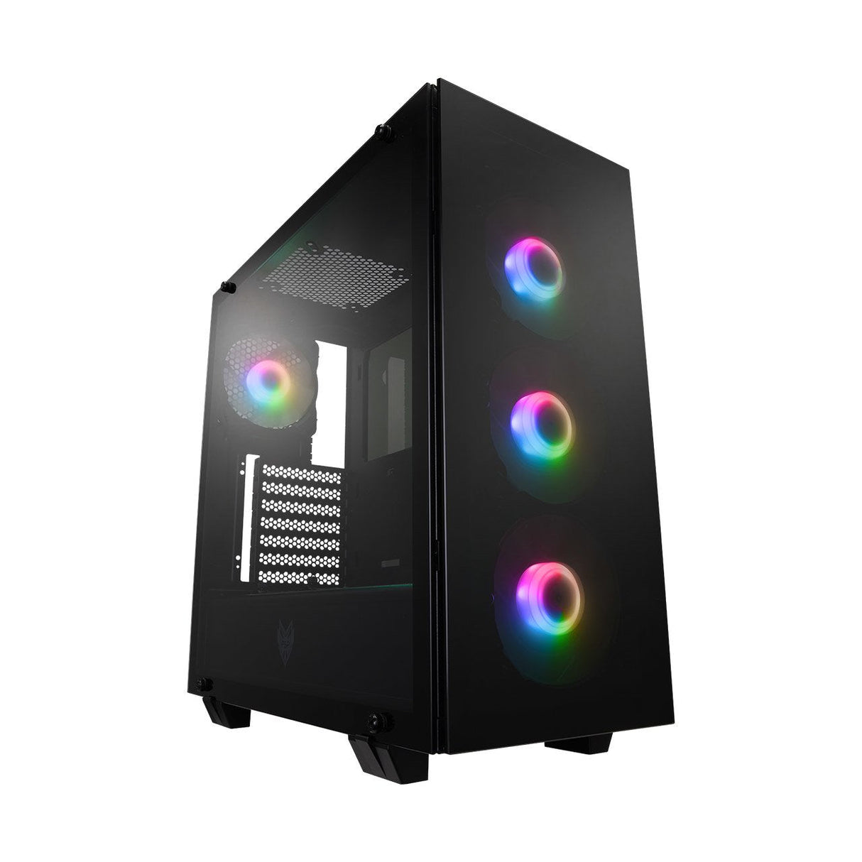 Caja Pc Fortron Midi Tower Cmt512 Negro, Ventilador Led 4 X A.Rgb, Panel Lateral Transparente
