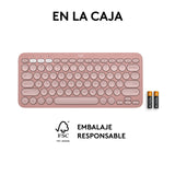 Teclado  Español Logitech Pebble Keys 2 K380s Rf Wireless + Bluetooth Qwerty Rosa