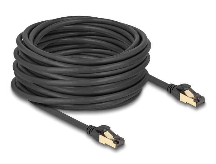 Delock 80253 Cable De Red Rj45 Cat.6a Macho A Macho S/Ftp Negro, 15 M, Con Cable Cat.7 Bruto Apto Para Uso Industrial Y En Exteriores