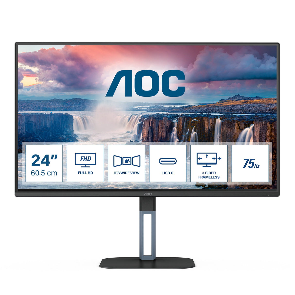 Monitor Aoc 23.8" 24v5ce/Bk 16:09 1ms Hdmi+Usb-C Ips Negro