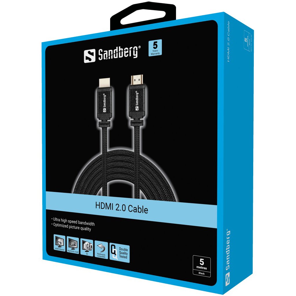 Cable Sandberg Hdmi 2.0 19m-19m, 5m, Resolutions Up To 4k, Dualview, True 21:9
