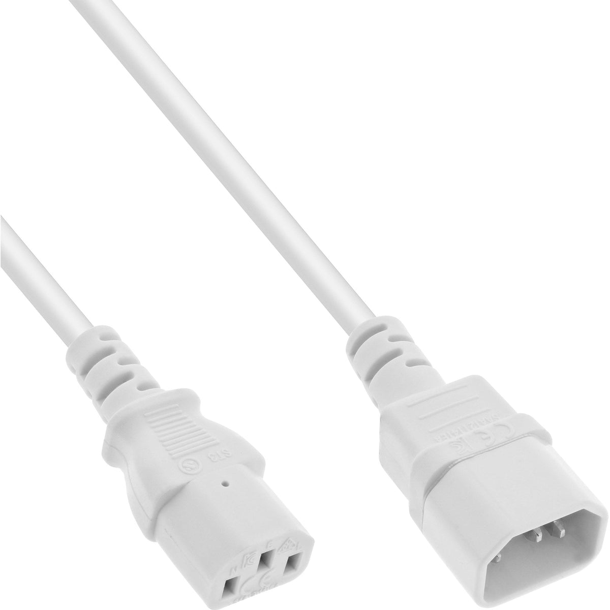 Prolongación Del Cable De Alimentación Inline, C13 A C14, Blanco, 0,5 M