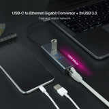 Nanocable Adaptador De Red Usb-C A Ethernet Gigabit 10/100/1000 Mbps + 3 Puertos Usb 3.0