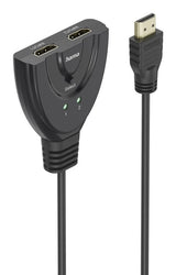 Hama Essential Conmutador Hdmi 4k - Cable 1.7cm - Luz Led - 2 Entradas Hdmi Hembra - 1 Salida Hdmi Macho - Negro