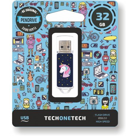 EAN 8436546592624 - TECH ONE TECH Unicornio dream unidad flash USB 32 GB USB tipo A 2.0 Azul, Transparente imagen 1