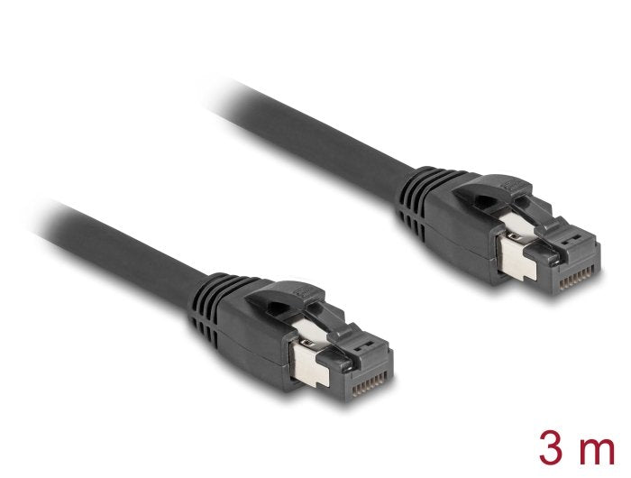 Cable De Red Delock Rj-45 Cat.8.1 S/Ftp, Hasta 40 Gbps (Negro, 3 Metros)