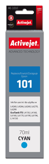 Activejet Tinta Aae-101c Botella De Tinta Para Impresora Epson, Recambio Epson 101 Supreme 70 Ml Cian