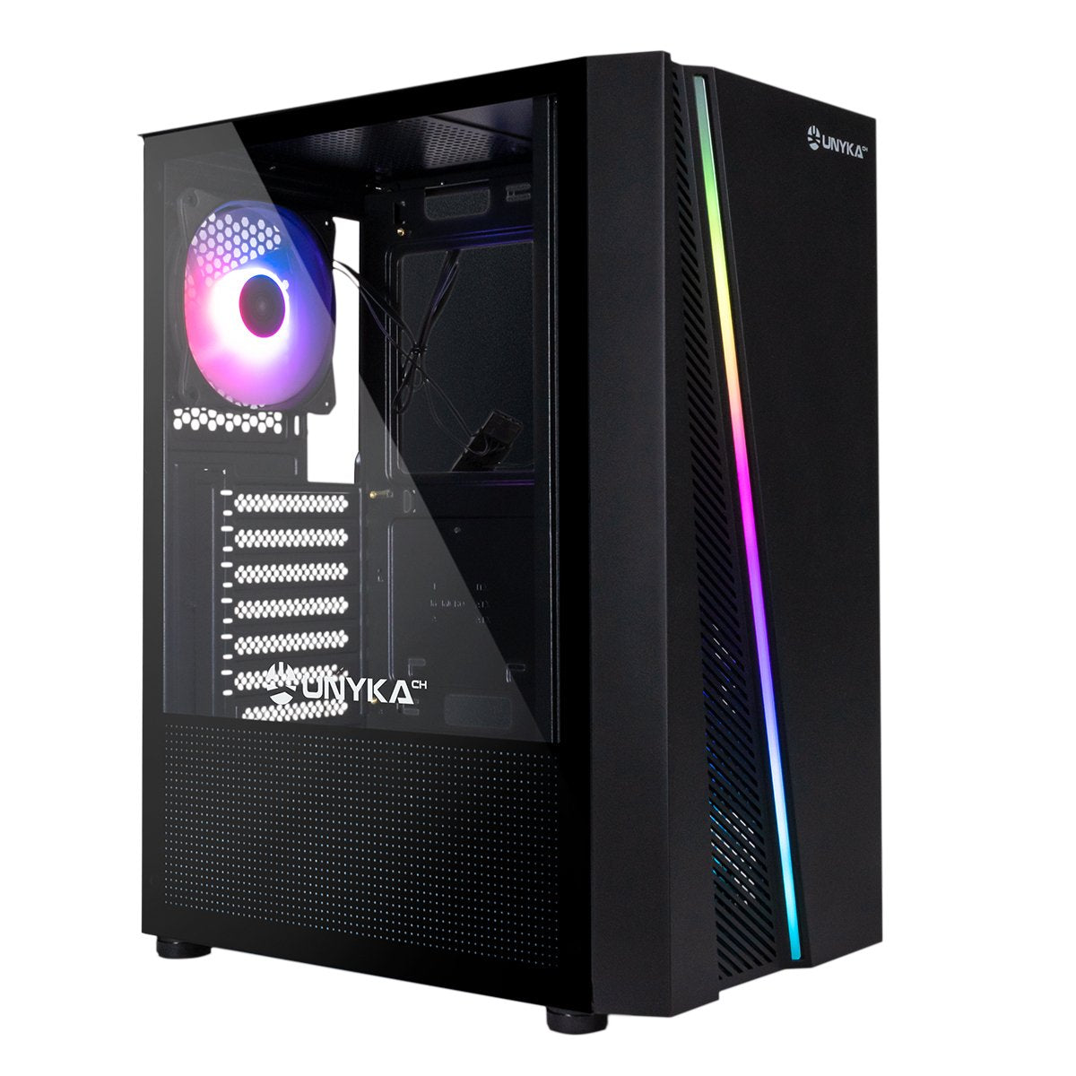 Caja Pc Unykach Gaming Atx Glayze Rgb, Negra - 1*Usb 3.0 - 2*Usb 2.0