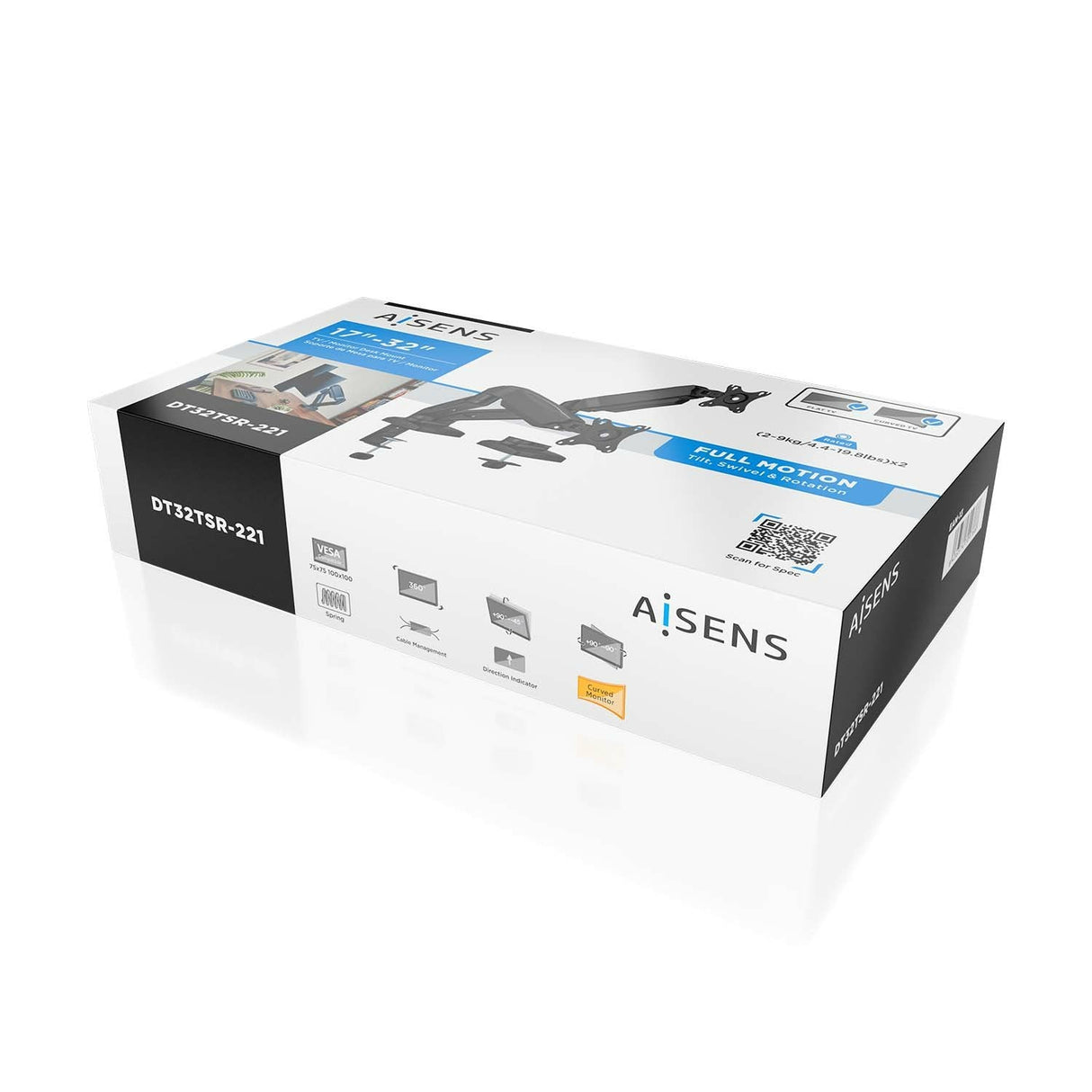 Aisens Soporte De Mesa Pro Contrapeso Giratorio E Inclinable Para Monitor/Tv 9kg (3 Pivotes - 2 Brazos) De 17-32 -