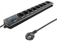 EAN 5901878501147 - Qoltec 50114 limitador de tensión Negro 8 salidas AC 230 V 3 m imagen 1