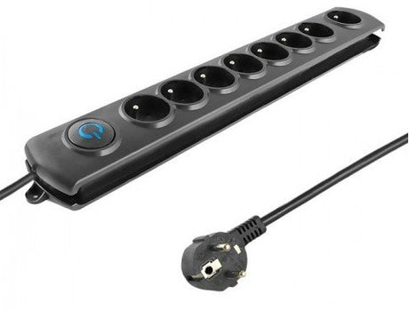 EAN 5901878501147 - Qoltec 50114 limitador de tensión Negro 8 salidas AC 230 V 3 m imagen 1
