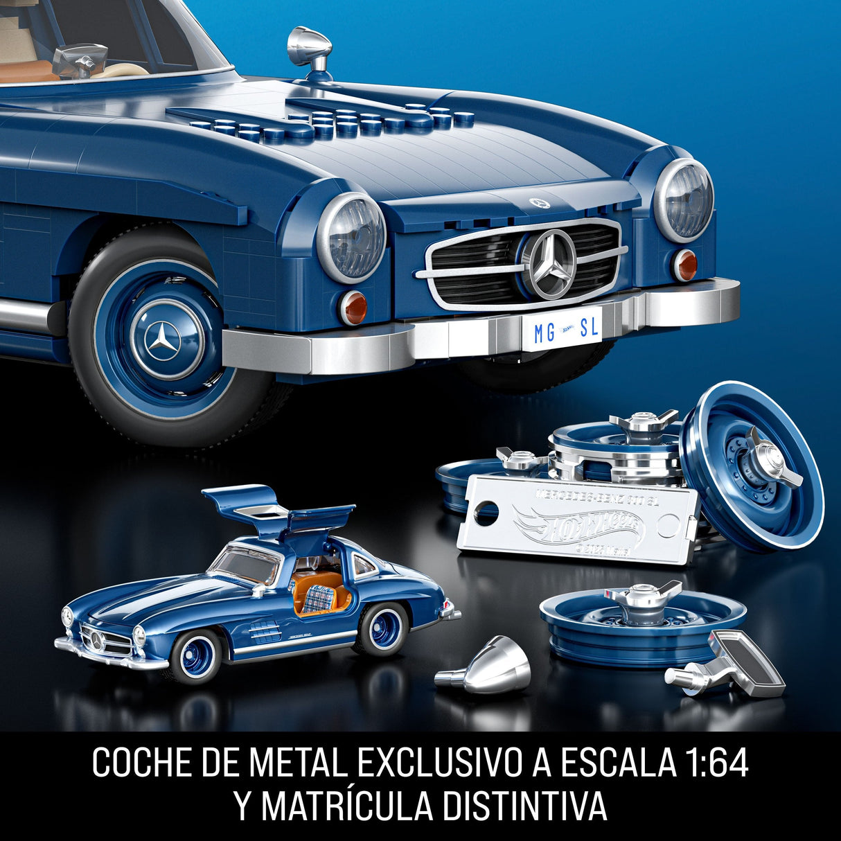 Mattel Mega Hot Wheels Mercedes-Benz 300sl, Juguete De Construcción Escala 1:24 Hww25
