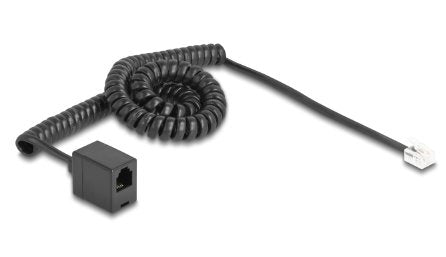 Delock Telefoncable   Spiralcable Rj11 Stecker Zu Rj11 Buchse Schwarz 3 M