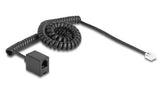 Delock Telefoncable   Spiralcable Rj11 Stecker Zu Rj11 Buchse Schwarz 3 M