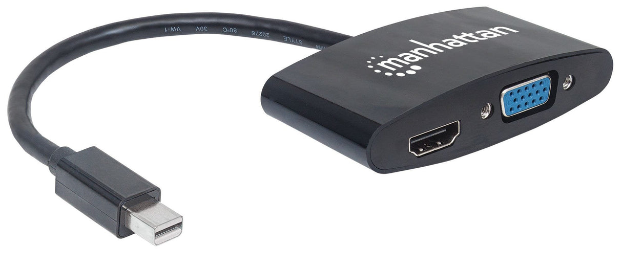 Manhattan Adaptador 2 En 1 Mini Displayport 4k Mini Displayport Macho A Hdmi/Vga Hembra, Pasivo, Negro