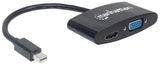 Manhattan Adaptador 2 En 1 Mini Displayport 4k Mini Displayport Macho A Hdmi/Vga Hembra, Pasivo, Negro