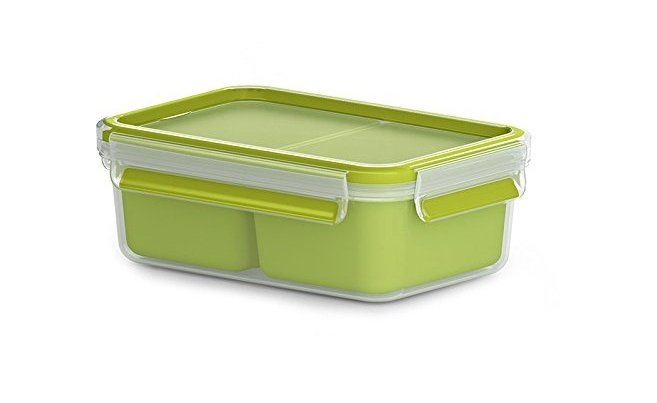 Emsa Clip & Go Snackbox 1,0 L Con 2 Insertos, 1 L, Transparente, Polipropileno (Pp), Thermoplastisches Elastomer (Tpe), Alemania, 135 Mm, 195 Mm