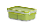 Emsa Clip & Go Snackbox 1,0 L Con 2 Insertos, 1 L, Transparente, Polipropileno (Pp), Thermoplastisches Elastomer (Tpe), Alemania, 135 Mm, 195 Mm