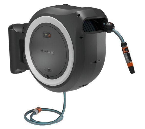 Portamangueras De Pared A Batería Gardena Powerroll Xl 18v P4a Solo, 35 Metros, Enrollador De Manguera Gris/Blanco, Sin Batería Ni Cargador, Power For All Alliance 18642-55