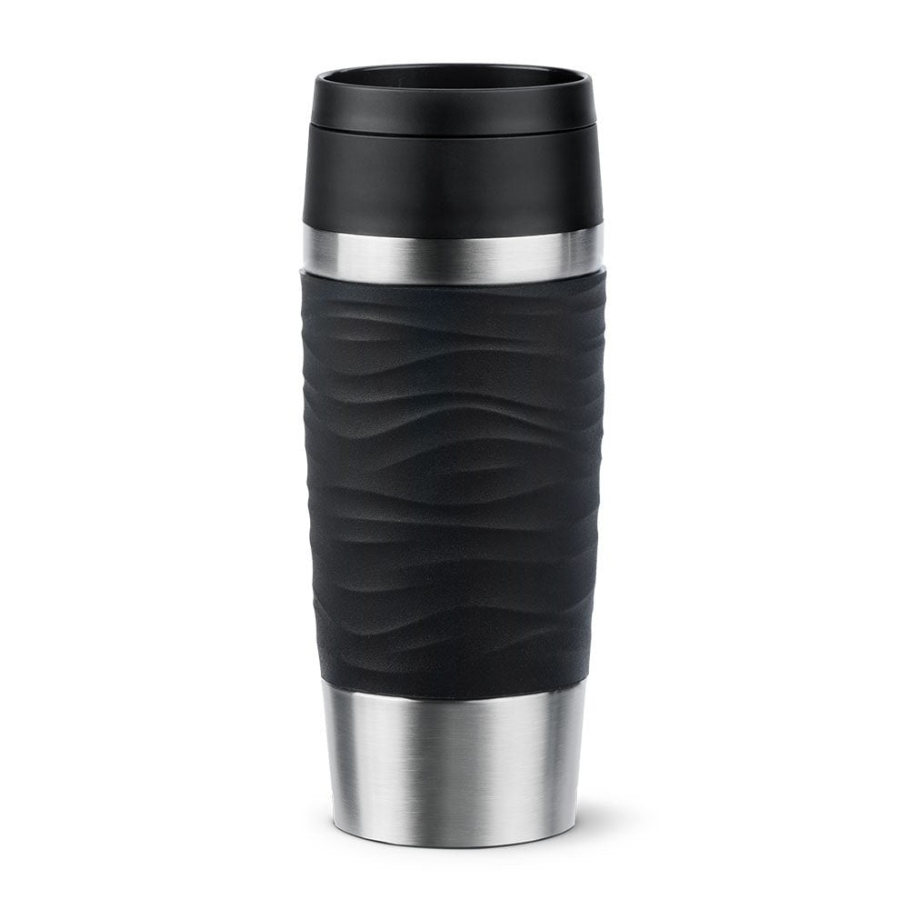 Taza Térmica Emsa Travel Mug  Waves Negro/Acero Inoxidable, 0,36 Litros N2021200