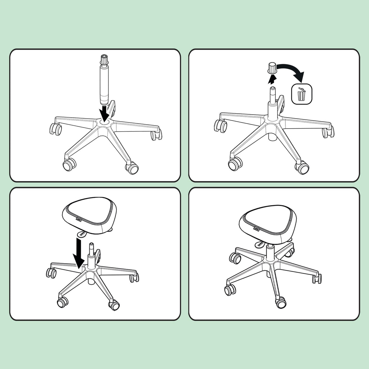 Leitz Ergo Active Sitting Stool W. Wheels&Wobble Comfort Seat Negro