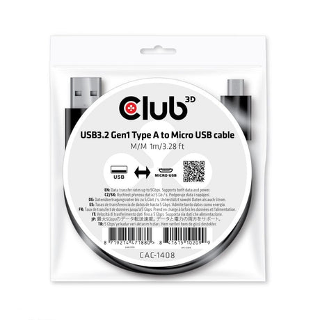 EAN 8719214471880 - CLUB3D CAC-1408 cable USB USB 3.2 Gen 1 (3.1 Gen 1) 1 m USB A Micro-USB B Negro imagen 2