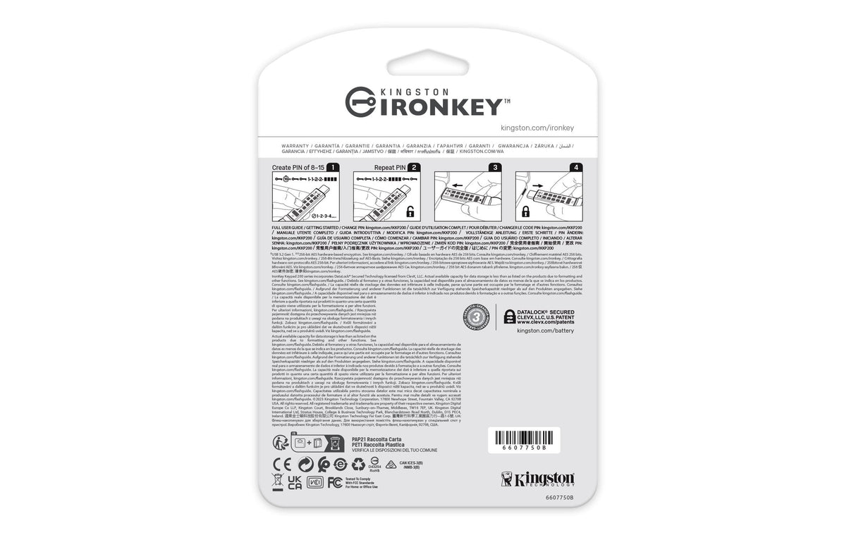 EAN 0740617336597 - Kingston Technology IronKey Keypad 200 unidad flash USB USB Tipo C 3.2 Gen 1 (3.1 Gen 1) Azul imagen 4