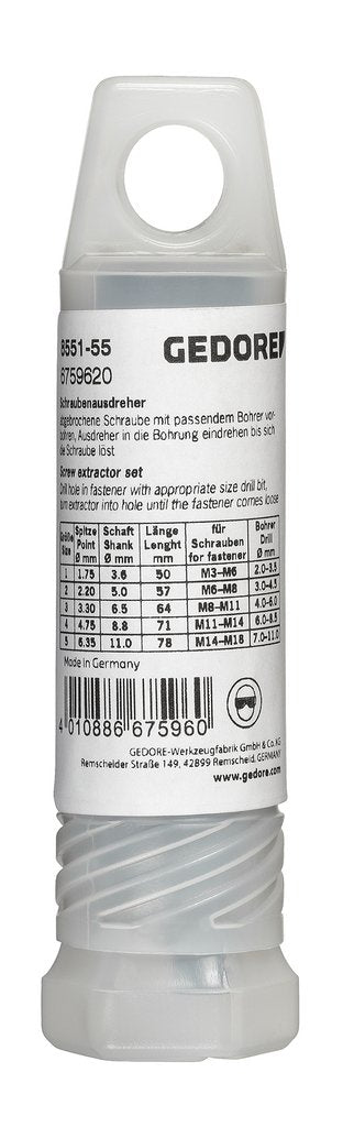 Juego De Extractores De Tornillos Gedore , 5 Piezas, M3 - M18 6759620