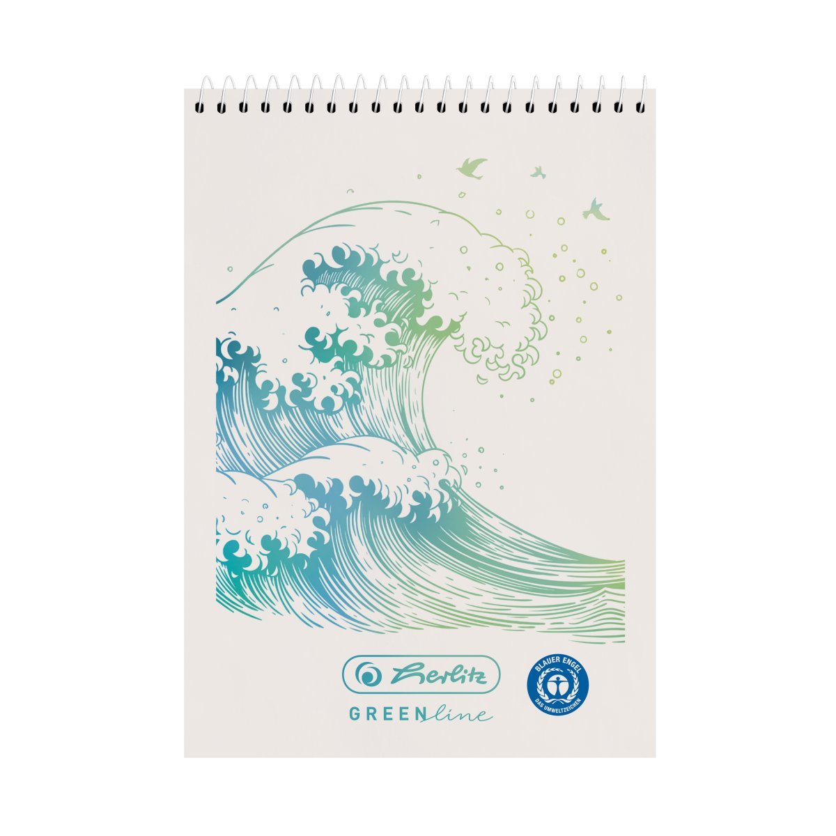 Bloc De Notas Espiral Herlitz A7 50 Hojas Cuadriculado Greenline Wave