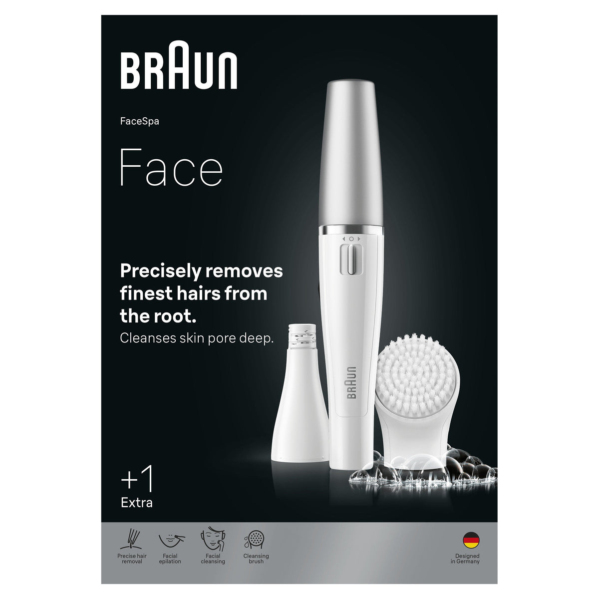 Braun Face Se810 Facial Epilator & Cleansing Brush, White Silver