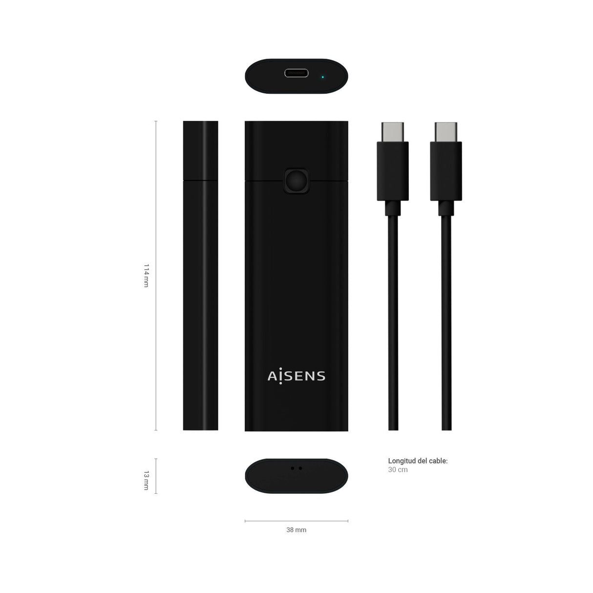 Aisens Caja Externa Para Disco Ssd M.2 Nvme Usb 3.1 Gen2 Sin Tornillos Asm2-020b