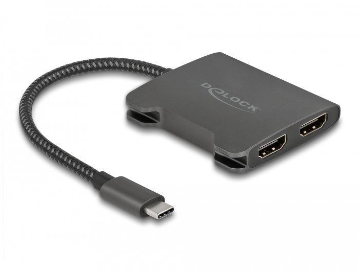 Adaptador Usb Delock, Enchufe Usb-C > 2x Toma Hdmi Negro, 15 Cm, Divisor De Vídeo, Mst 4k 60 Hz 87778