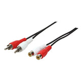 Logilink Audio Cable, 2x Rca M To 2x Rca F, Negro, 5 M