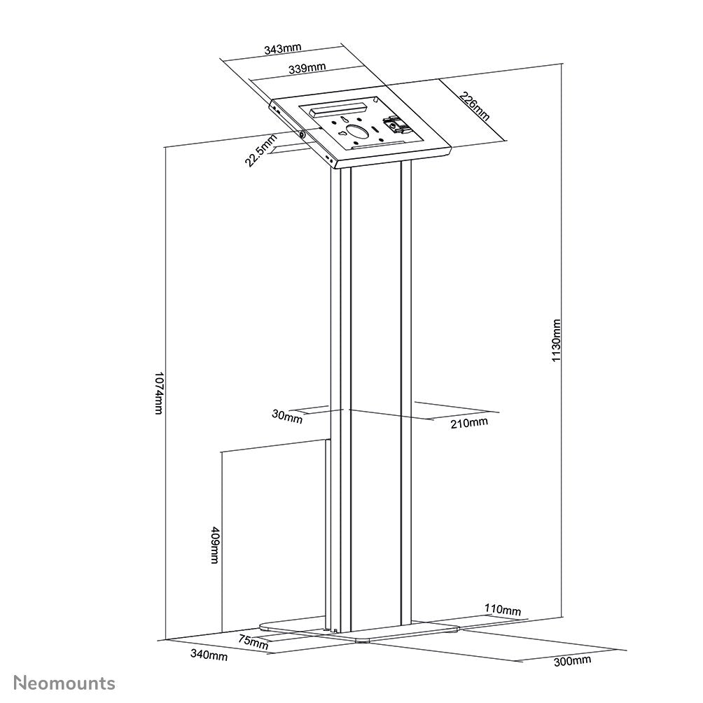 Tablet-Bodenständer 75x75 9.7-11'' Abschliessbar Blanco