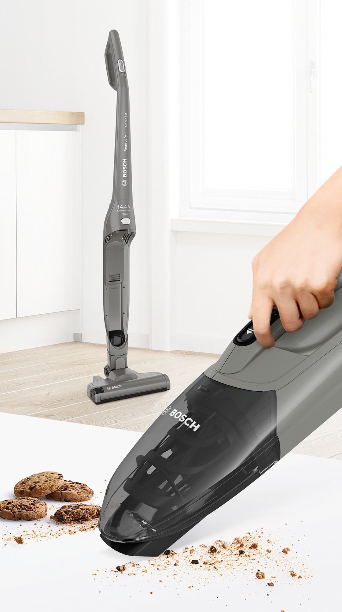 Aspirador Escoba Bosch Serie 2 Bbhf214g Eléctrica Sin Bolsa Gris