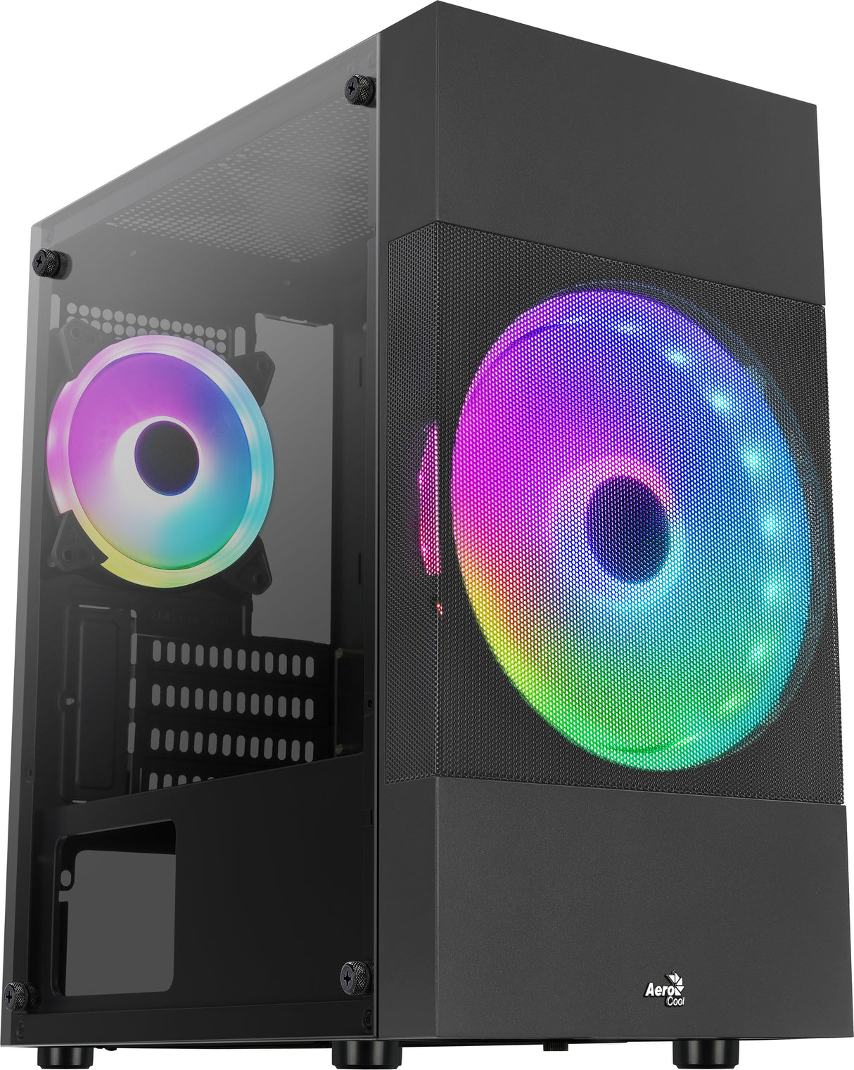 Caja Pc Aerocool Atomic Lite V1 Mini-Tower, Frgb, Vidrio Templado - Negro