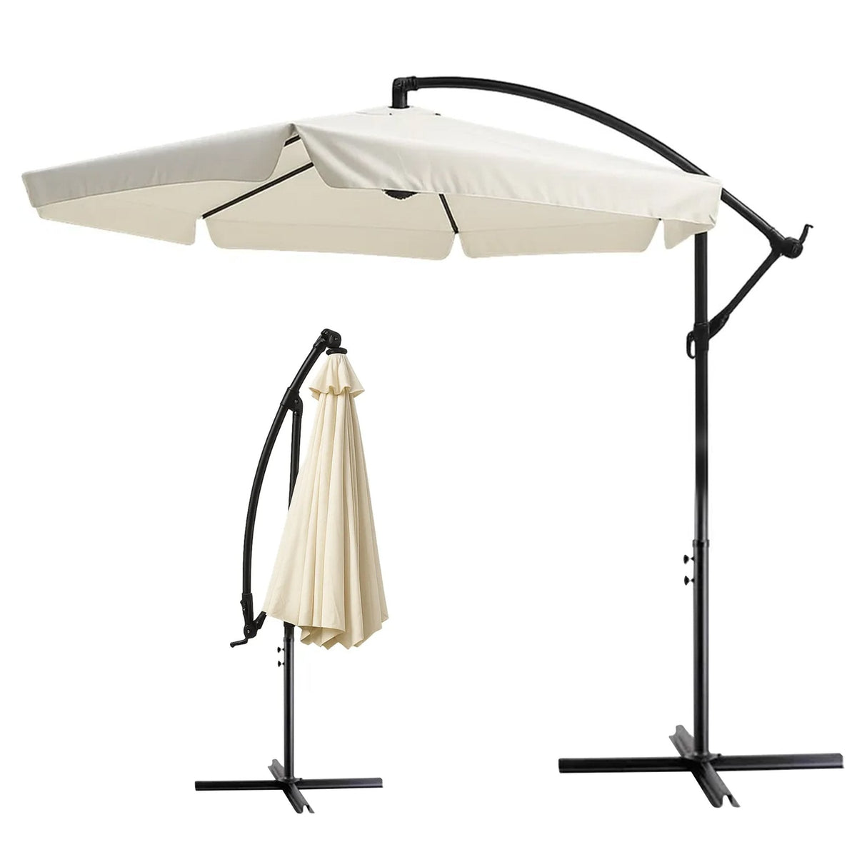 Black Forest Parasol Ogrodowy Z Boczkami Na Wysiegniku 3m Duzy Bezowy L-0713n