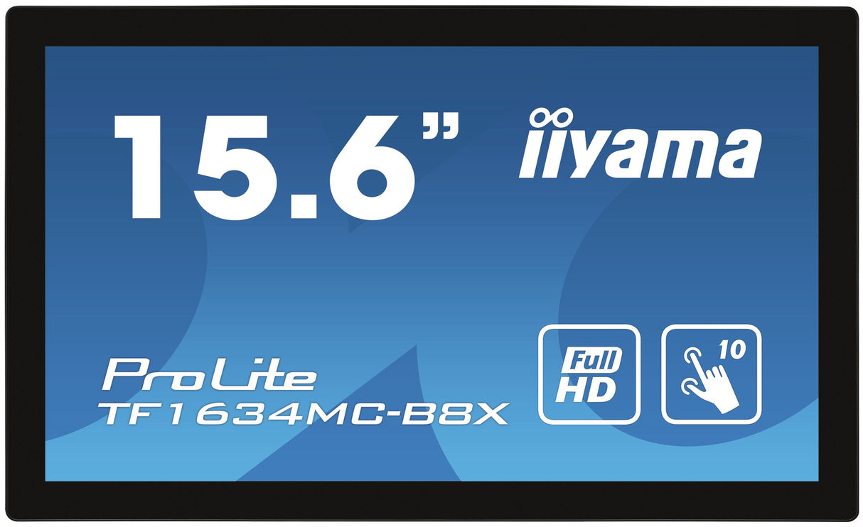 Monitor Iiyama Pro 15,6" Tactil Capacitivo 10 Puntos / Ip65 / (T1634mc-B8x) 1920x1080/ 405cd/ 700:1/ Vga/ Hdmi / Dp /Usb