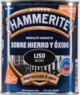 Hammerite Esmalte Metalico Liso Brillante Negro 0.750l 5093791