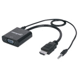EAN 0766623151559 - Manhattan 151559 adaptador de cable de vídeo 0,3 m HDMI + 3.5mm VGA (D-Sub) Negro imagen 1
