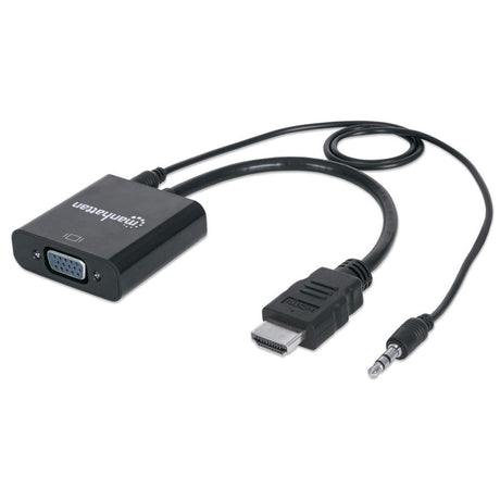 EAN 0766623151559 - Manhattan 151559 adaptador de cable de vídeo 0,3 m HDMI + 3.5mm VGA (D-Sub) Negro imagen 1
