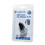 Logilink Pa0082 Cargador De Coche , 5100 Mah, Usb De 3 Tomas