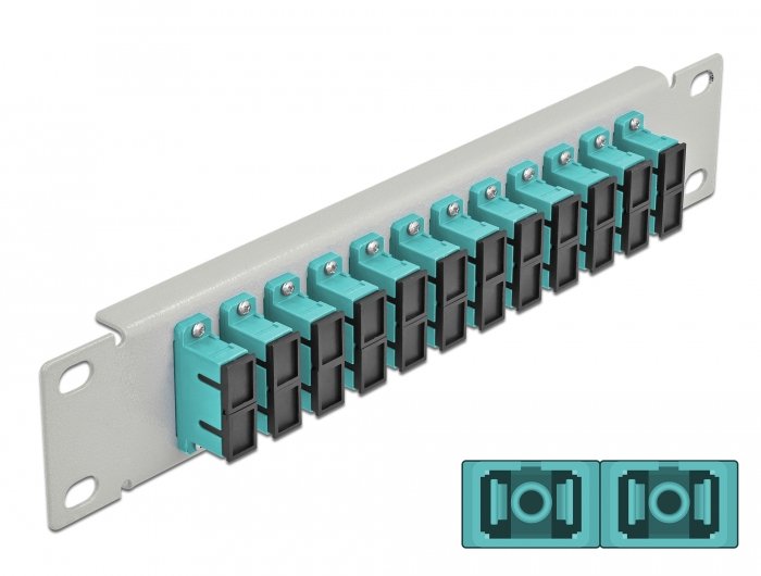 Delock 66794 Panel De Conexión De Fibra Óptica De 10" De 12 Puertos Sc Duplex Aguamarina 1u Gris