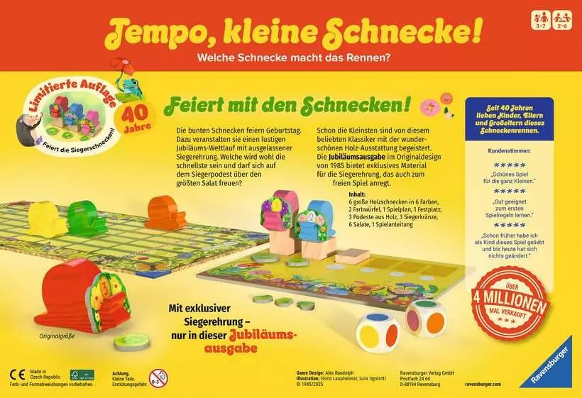 Pace De Ravensburg, Pequeño Caracol! 40 Años De Edición De Aniversario, Juego De Mesa 23034