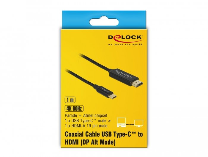 Delock Cable Usb Tipo-C Macho > Hdmi-A Macho Dp-Alt Mode 4k 60 Hz 1 M