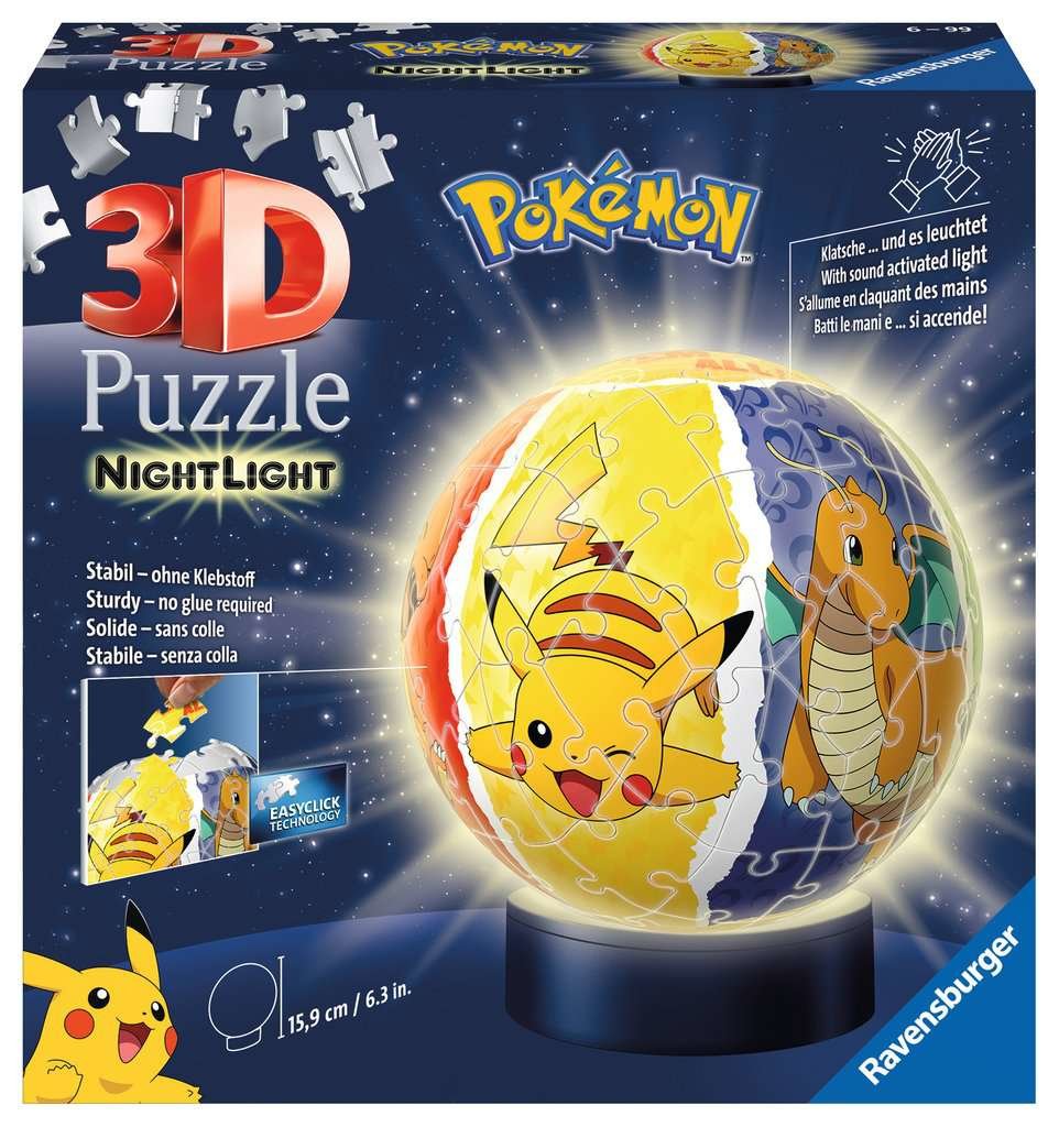 Ravensburger 3d Puzzle Bola Luz Nocturna Pokemon (72 Piezas) 11547