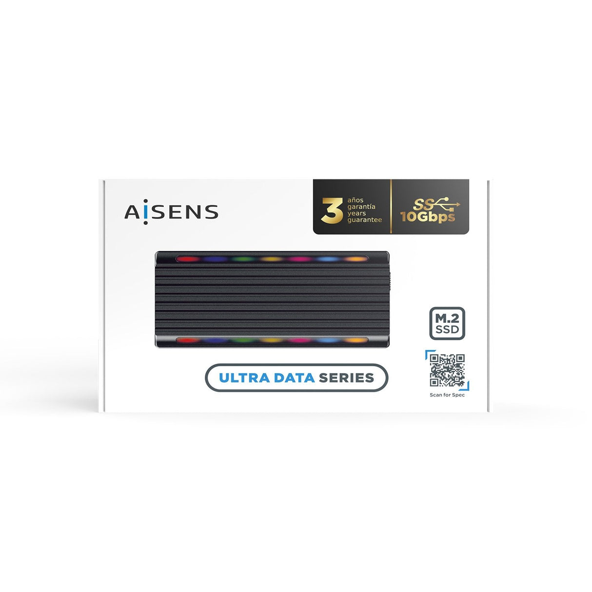 Aisens Caja Externa Para Disco Ssd M.2 Sata Nvme Usb 3.2  Sin Tornillos Asm2-Rgb012b